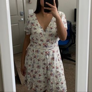 Abercrombie and fitch floral white and pink wrap dress